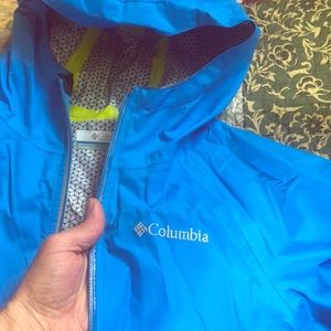 Columbia Evapouration Boys Rain Jacket, XS, Blue